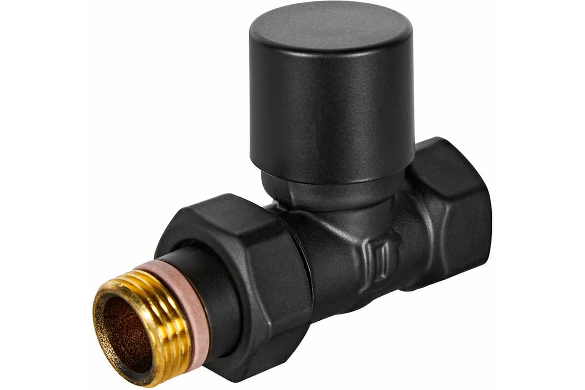 Клапан запорно-балансировочный STOUT прямой Design черный 1/2 (НР), SVLD-0001-000015B