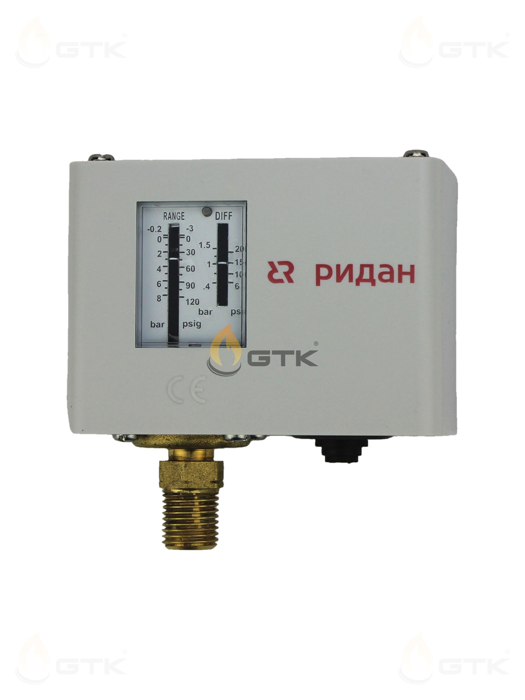 Реле давления Ридан KPI35R -0.2-8 бар дифф. 0.4-1.5 бар G1/4 IP44, 060-121966R
