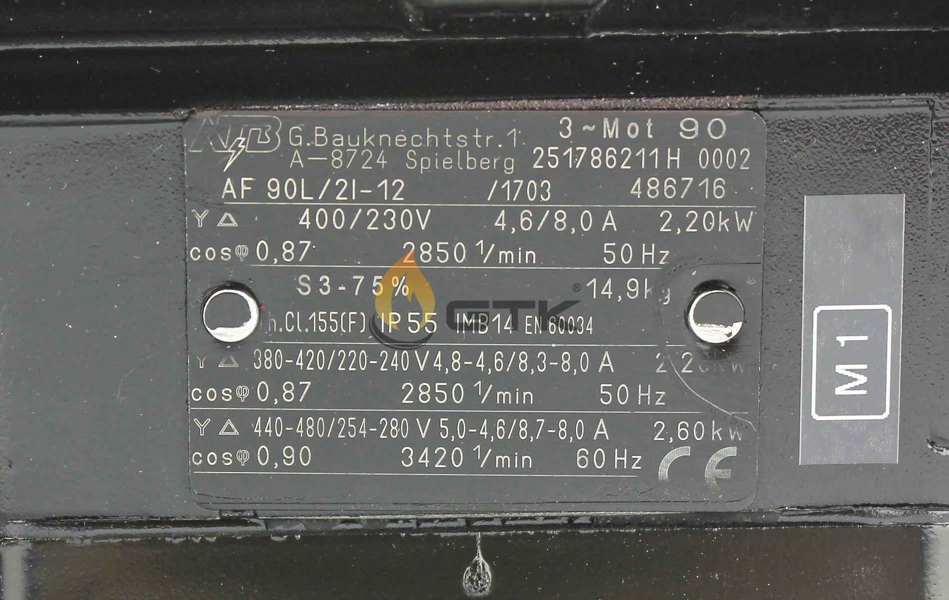 Электродвигатель SAACKE (Tx-GL 20.2) NTB AF 90L-2l-12, 47-90-24846