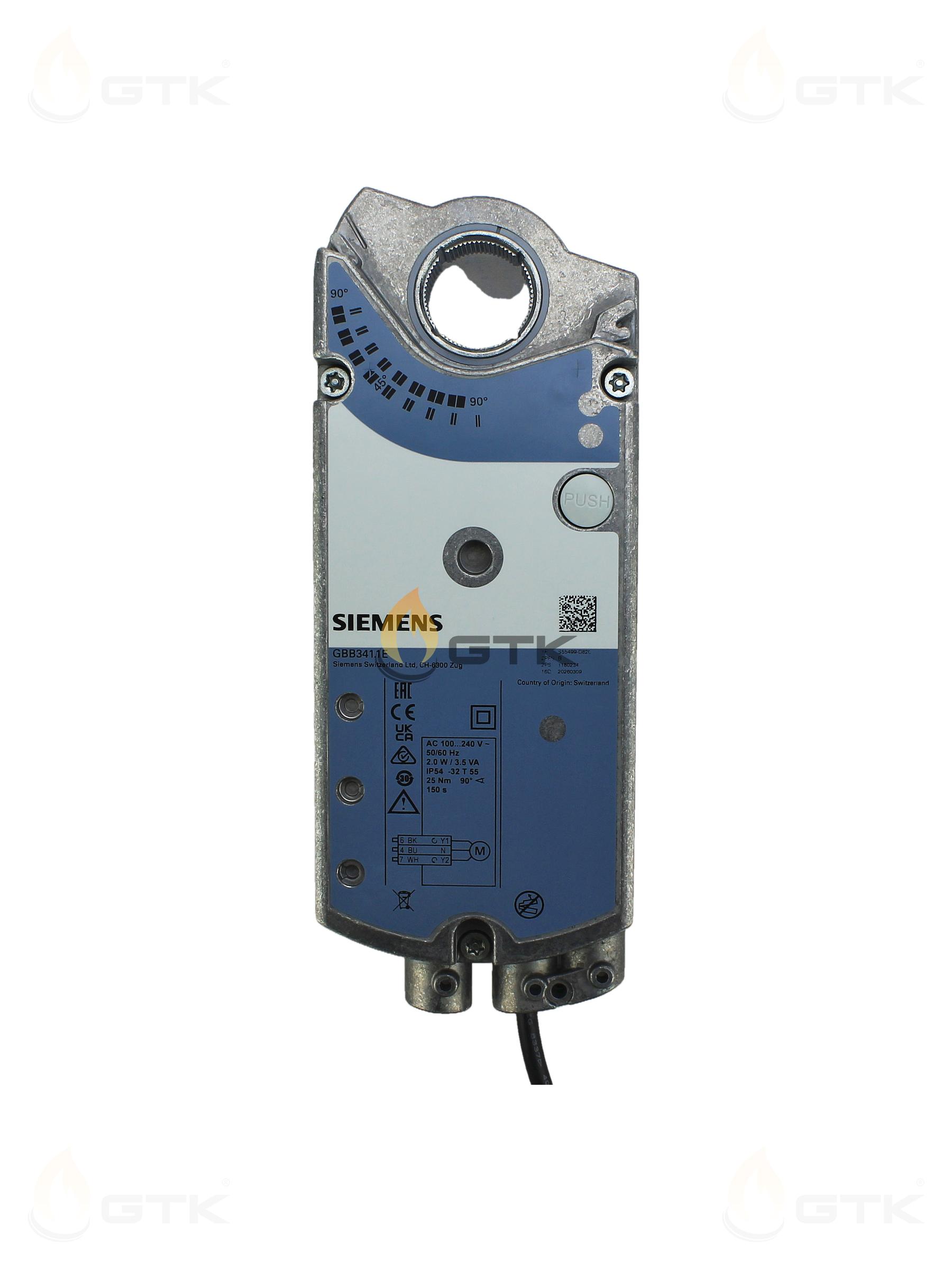 Привод воздушной заслонки Siemens GBB341.1E 25Нм 100-240В 150сек, S55499-D820